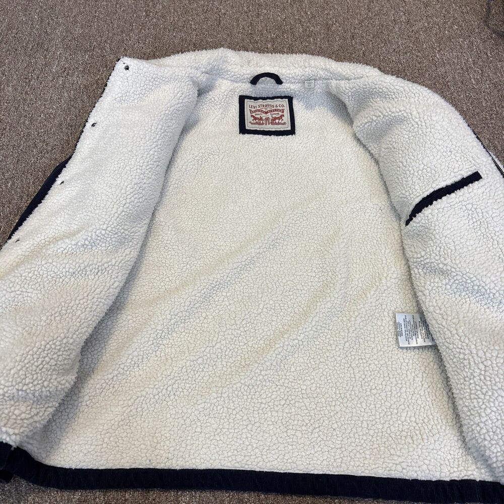 Levis Tracker Jacket Mens Small Blue Corduroy Sherpa Fleece Lined Flap Pocket - Picture 8 of 11